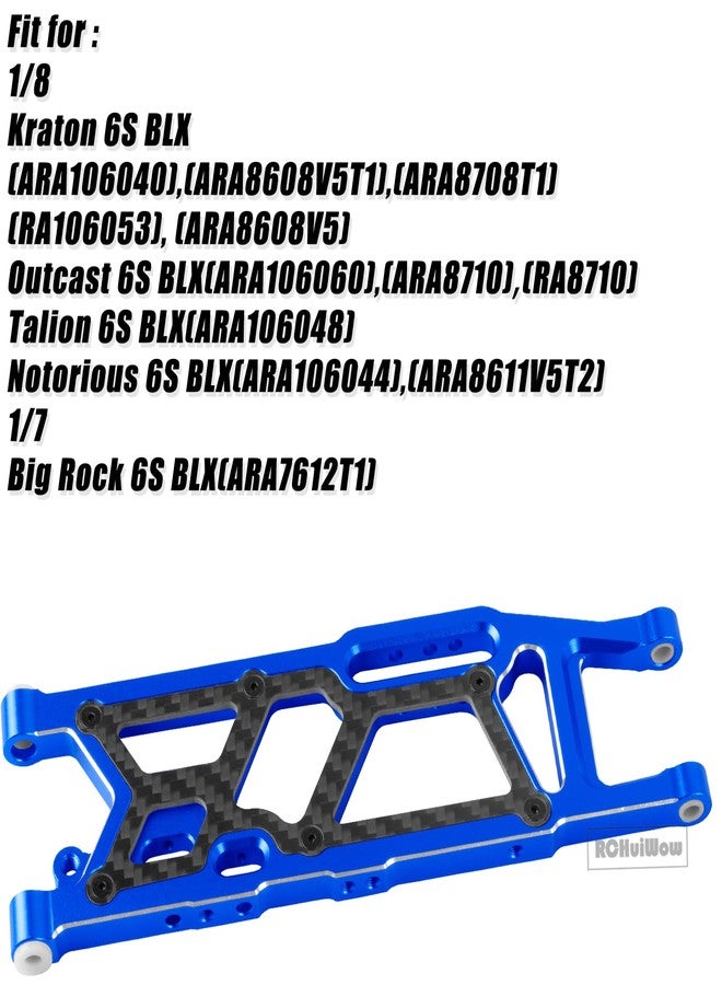 قطع غيار مُحسّنة لأذرع التعليق الخلفي من RCHuiWow RC لسيارات كراتون (V4 وV5)/أوتكاست/نوتوريوس/تاليون 6S BLX بمقياس 1/8، وبيج روك 6S BLX بمقياس 1/7، مصنوعة من سبائك الألومنيوم، قطعتان، لون أزرق داكن - Image 2